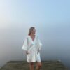 Luna linen short dress in white - Image 2